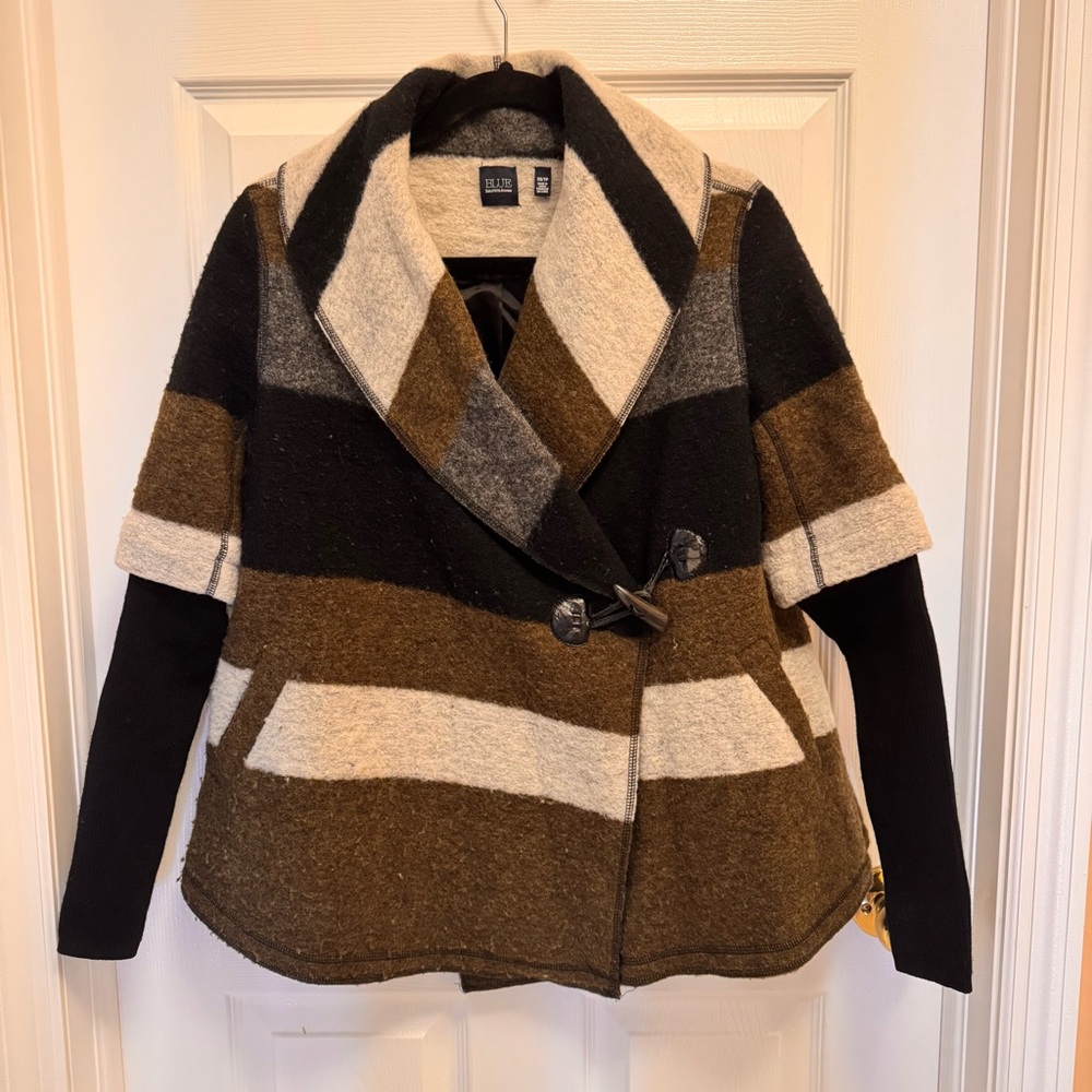 Blue Saks Fifth Avenue Wool Blend Striped Coat